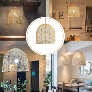 Suspension en rotin – Abat-jour en osier fait main | Lampe bohème vintage de taille moyenne