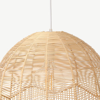 Natural rattan hanging light with basket shade — bohemian