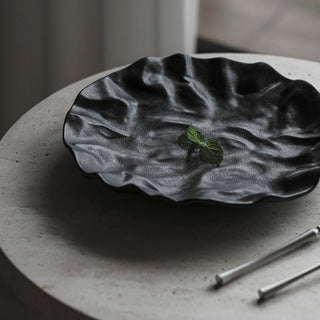 Black Sculptural Ceramic Serving Plate