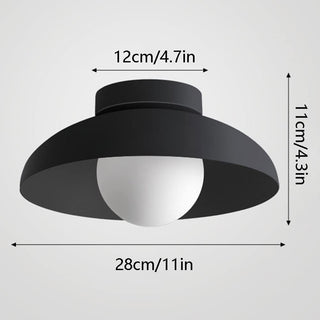 Plafonnier semi-encastré - Luminaire métallique contemporain pour l'éclairage de couloir