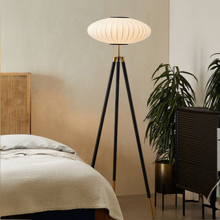 Classical silk floor lamp wide — elegant iron warm