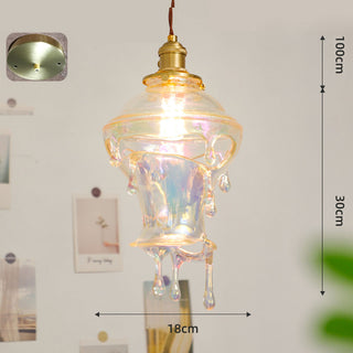 Designer pendant detail — resin water drop modern fixture
