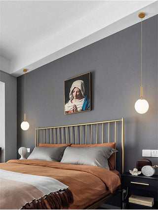 Modern Pendant Lamp – Metal Pendant Light with Opal Glass Sphere | Lumavera Lighting