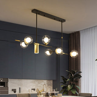 LED tiered gold chandelier close-up — sputnik modern