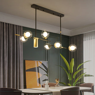 Modern gold sputnik chandelier front — 7-light LED tier design