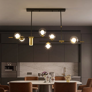 Modern gold chandelier ambient — sputnik LED tiered