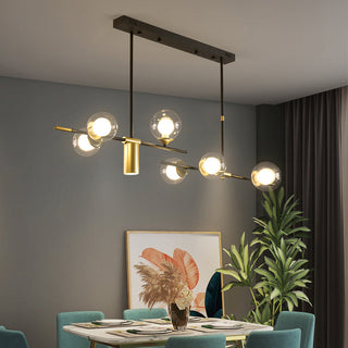 Gold LED sputnik ceiling fixture — modern tiered 7-light