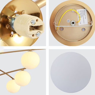 Nordic glass ball chandelier white iron frame ceiling fixture