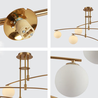 Contemporary white Nordic chandelier glass ball iron frame