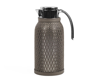 thermal carafe stainless steel designer flask leather cover side view