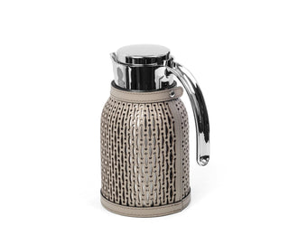 thermal carafe stainless steel designer flask leather cover detail