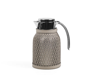 thermal carafe stainless steel designer flask leather cover close-up