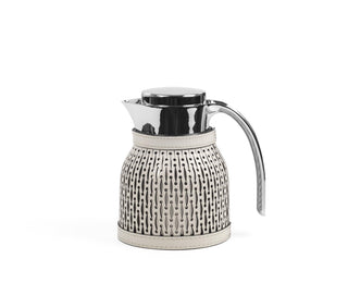 thermal carafe stainless steel designer flask leather cover front view