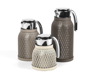thermal carafe stainless steel designer flask leather cover set view