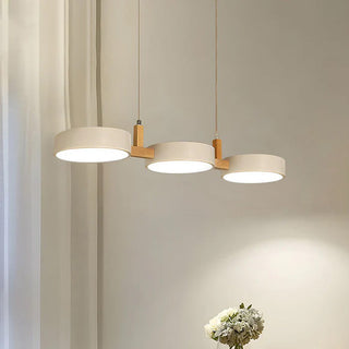 Three heads pendant lamp — adjustable iron wood fixture