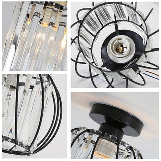 Glass Hallway Ceiling Light - Modern Luxury Semi-Flush Mount Fixture with Iron & Glass
