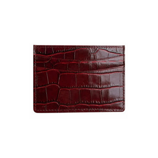 burgundy card holder haven italian leather wallet crocodile pattern slim design close-up