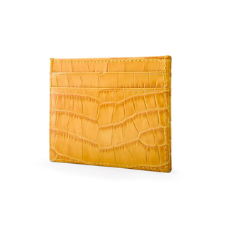 slim yellow crocodile pattern leather card holder haven italian calfskin wallet overview