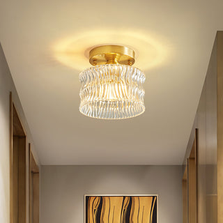 Vintage glass hallway ceiling fixture, crystal clear warm light