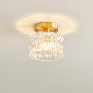 Crystal clear glass ceiling lamp, vintage hallway warm ambient