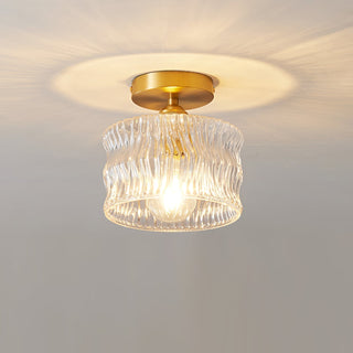 Crystal clear vintage ceiling lamp, warm ambient hallway glow