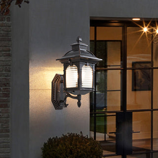 Black aluminum outdoor balcony wall lamp European — modern