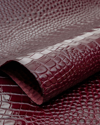 burgundy card holder haven italian leather wallet crocodile pattern slim design alternate view