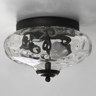 2-light farmhouse glass ceiling lamp – iron frame fixture