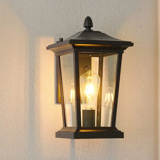 Farmhouse outdoor wall lamp waterproof glass shade — aluminum frame