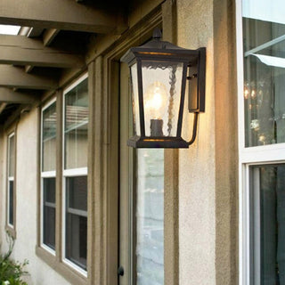Aluminum frame farmhouse wall lamp — waterproof glass shade outdoor