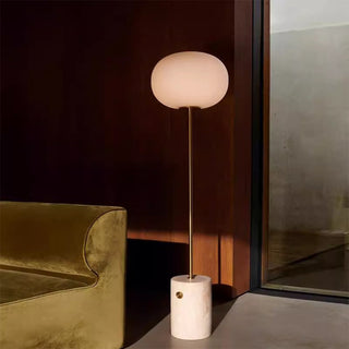 Glass globe marble lamp front — modern brass iron design