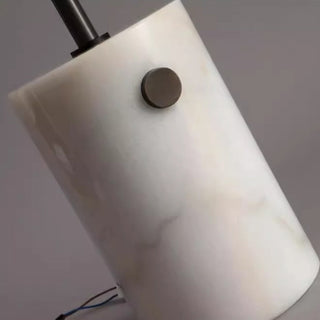 Modern marble globe lamp wide view — glass brass iron