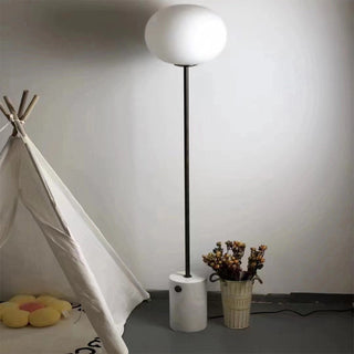 Marble globe modern floor lamp — glass globe brass iron frame