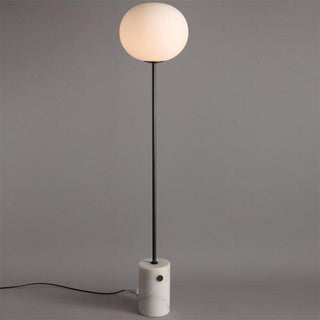 Marble glass globe lamp setting — brass iron wide view