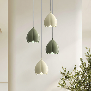 Soft cream hanging pendant — rustic dining room fixture
