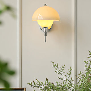Elegant French glass mushroom wall lamp ambient — soft sconce