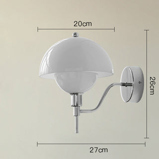 French mushroom glass wall lamp illuminated — elegant soft glow