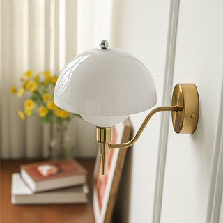 French mushroom wall light angle — elegant glass soft glow