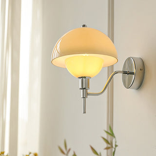 Glass mushroom French wall lamp close-up — elegant soft glow