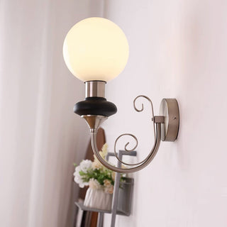 Applique Murale Rétro Française – Luminaire Vintage 1 Lumière avec Abat-jour en Verre et Douille E27