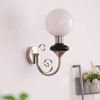 Applique Murale Rétro Française – Luminaire Vintage 1 Lumière avec Abat-jour en Verre et Douille E27