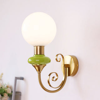 French retro wall sconce vintage glass shade — E27 socket wall lamp