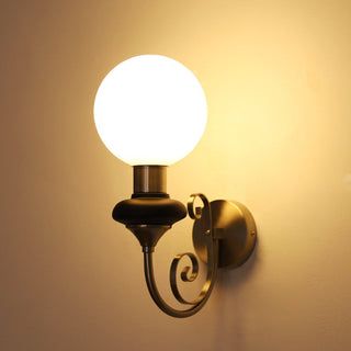 Applique Murale Rétro Française – Luminaire Vintage 1 Lumière avec Abat-jour en Verre et Douille E27