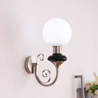Applique Murale Rétro Française – Luminaire Vintage 1 Lumière avec Abat-jour en Verre et Douille E27