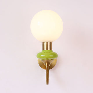 Vintage French wall light angle view — glass shade E27 sconce