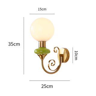 Applique Murale Rétro Française – Luminaire Vintage 1 Lumière avec Abat-jour en Verre et Douille E27