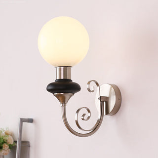 Applique Murale Rétro Française – Luminaire Vintage 1 Lumière avec Abat-jour en Verre et Douille E27