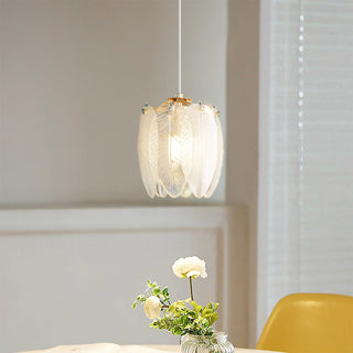 French feather glass pendant — elegant soft ambient hanging lamp
