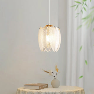 French feather glass pendant in interior — elegant ambient lamp