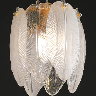 Elegant French pendant side angle — feather glass ambient lamp